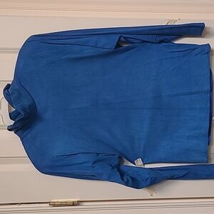 Vakko blue suede top and matching skirt